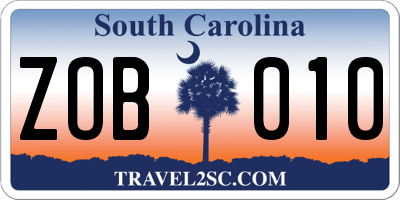 SC license plate ZOB010