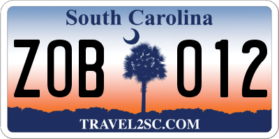 SC license plate ZOB012
