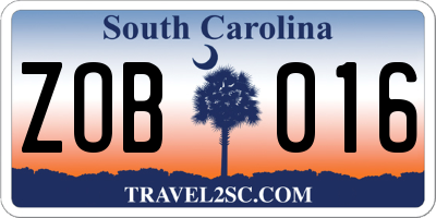 SC license plate ZOB016