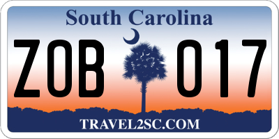SC license plate ZOB017