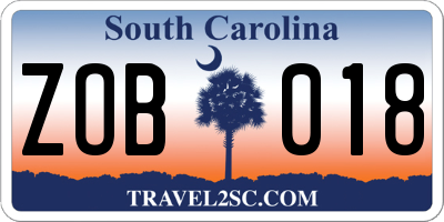 SC license plate ZOB018