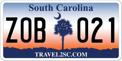 SC license plate ZOB021