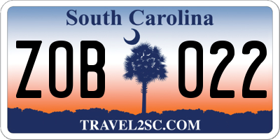 SC license plate ZOB022