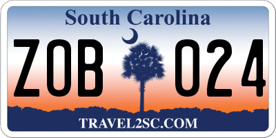 SC license plate ZOB024