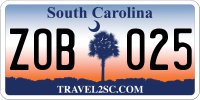 SC license plate ZOB025