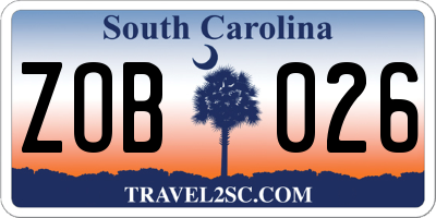 SC license plate ZOB026