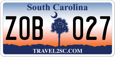 SC license plate ZOB027
