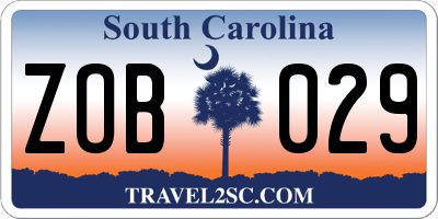 SC license plate ZOB029