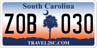 SC license plate ZOB030