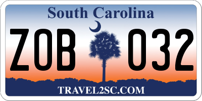 SC license plate ZOB032