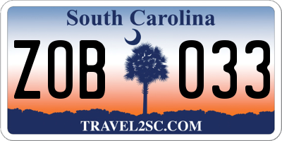 SC license plate ZOB033
