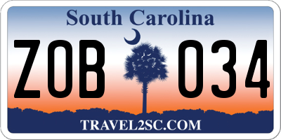 SC license plate ZOB034