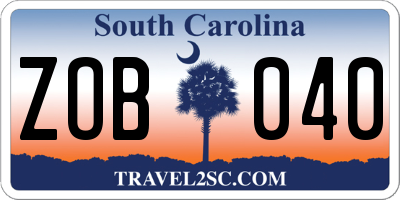 SC license plate ZOB040