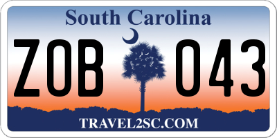 SC license plate ZOB043