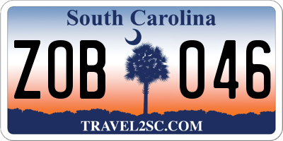 SC license plate ZOB046