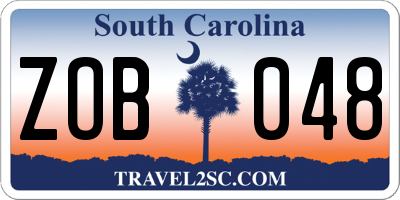 SC license plate ZOB048