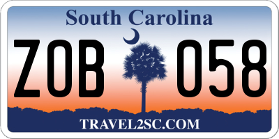 SC license plate ZOB058