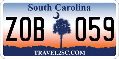 SC license plate ZOB059