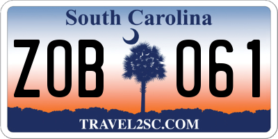 SC license plate ZOB061
