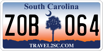 SC license plate ZOB064