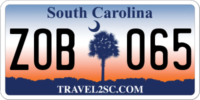 SC license plate ZOB065
