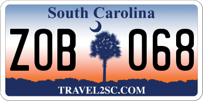 SC license plate ZOB068