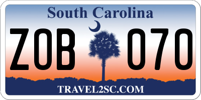 SC license plate ZOB070