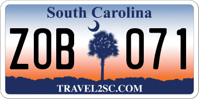 SC license plate ZOB071