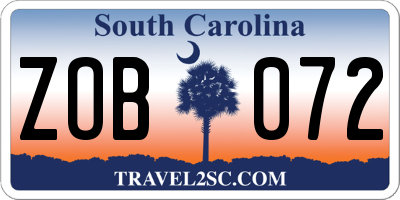 SC license plate ZOB072