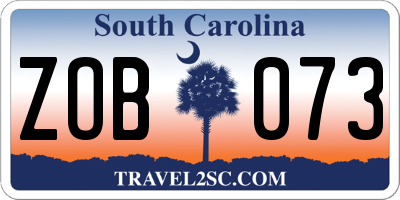 SC license plate ZOB073