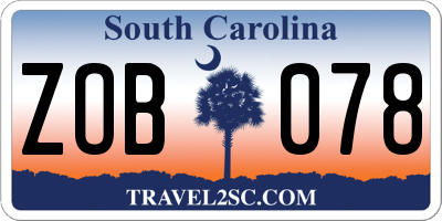 SC license plate ZOB078
