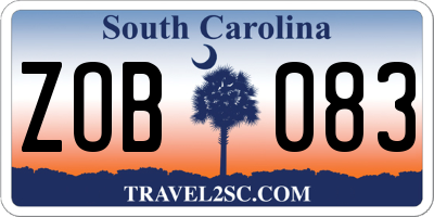 SC license plate ZOB083