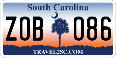 SC license plate ZOB086