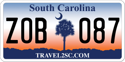 SC license plate ZOB087
