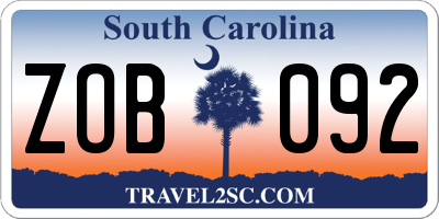 SC license plate ZOB092