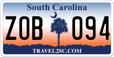 SC license plate ZOB094
