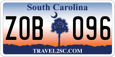 SC license plate ZOB096