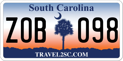 SC license plate ZOB098