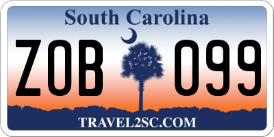 SC license plate ZOB099