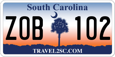 SC license plate ZOB102