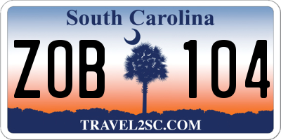 SC license plate ZOB104