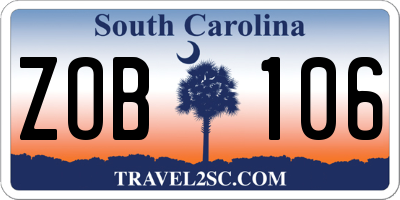 SC license plate ZOB106