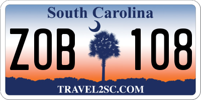 SC license plate ZOB108