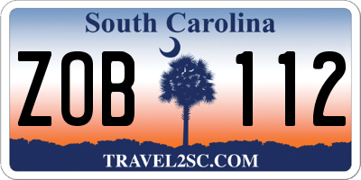 SC license plate ZOB112