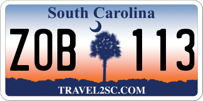 SC license plate ZOB113