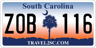 SC license plate ZOB116