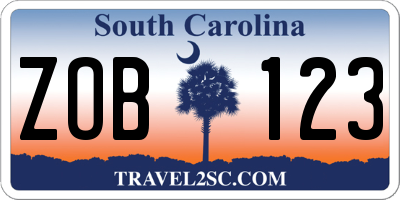SC license plate ZOB123