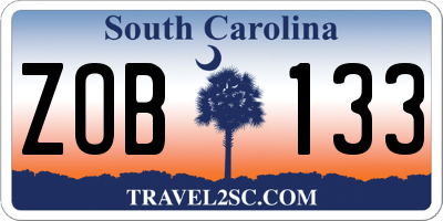 SC license plate ZOB133