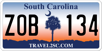 SC license plate ZOB134