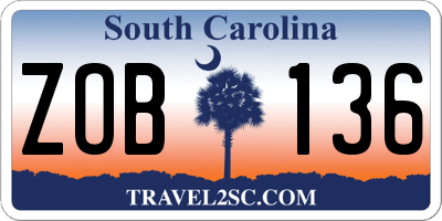 SC license plate ZOB136